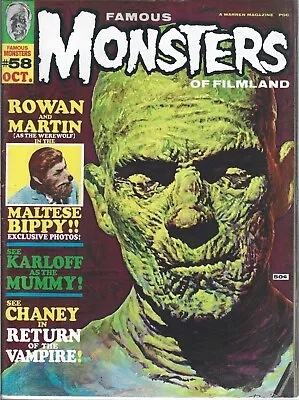 Famous Monsters Of Filmland #58 (fn-) Boris Karloff The Mummy Lon Chaney • $14.89