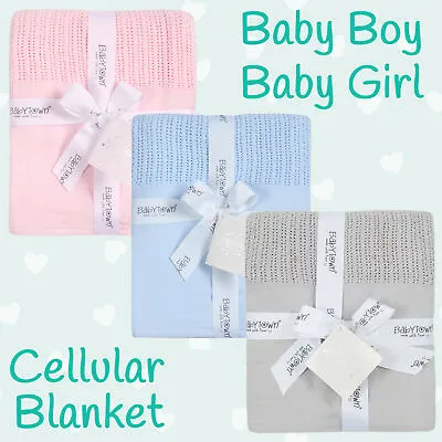 £12.99 • Buy Cellular Baby Blanket Boy Girl Cot Pram Moses Basket Crib Breast Feeding Pink UK