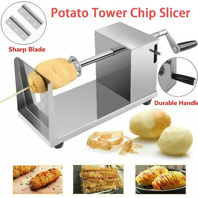 Potato Twister Spiral Cutter Stainless Steel Slicer Machine Fruit Tornado Chips • £14.99