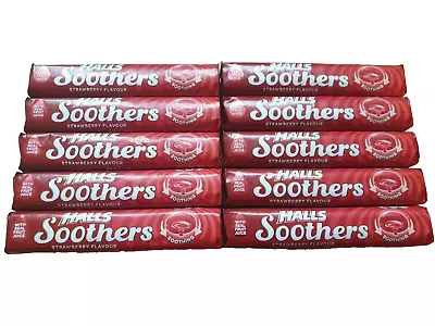 Halls Soothers Strawberry Flavour Sweets 10 X 45g Throat Cough Drops Sweets • £8.99