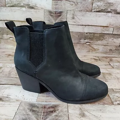Toms Nubuck Everly Size 9.5 Black Suede Slip On Ankle Bootie Chelsea Heeled • $14.99