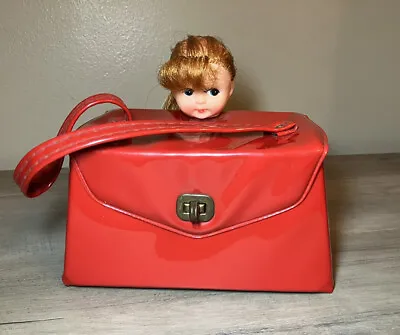 RARE Vintage Plastic Tote Purse Storage Doll Head Creepy Horror Red Halloween • $39.99