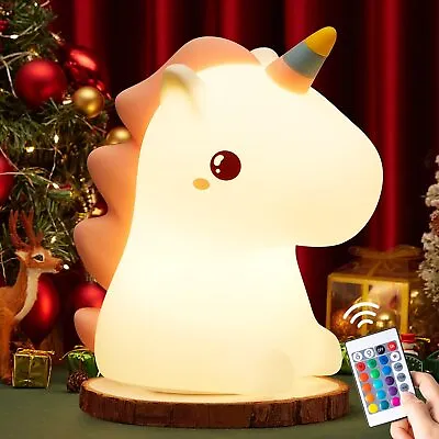 $48.27 • Buy Unicorn Night Light For Kids 16 Colors Squishy Safe Baby Nursery Lamp W/ Remote