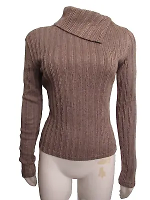 Versace Jeans Couture Vintage Top Brown/cream Pin Stripe Turtleneck L • $49