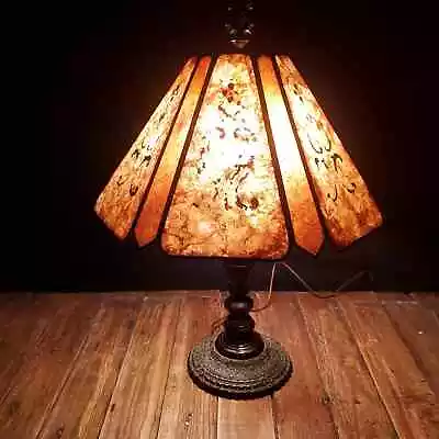 Antique HA Best Lamp Company NO 30 1920s Table Lamp Mica Shade Amethyst Glass • $599.99