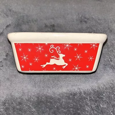 Nantucket RED Reindeer Mini Loaf Stoneware Baking Pan  3  X 5  • $12