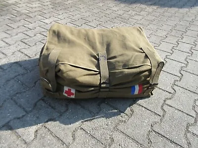 French Army Canvas Bag Medical Corps Equipment Indochina Red Cross • £50.45