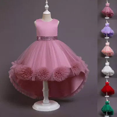 Kids Baby Girls Princess Bridesmaid Tutu Dress Flower Party Lace Wedding Costume • £13.99