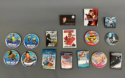 Lot Of 16 Assorted Movie DVD Promo Pins Buttons Pinbacks - Disney - X Men - 007 • $11.44