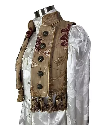 Shrine Steampunk Gothic Gypsy Beige Floral Vampire Matador Toreador Paisley Vest • $109.99