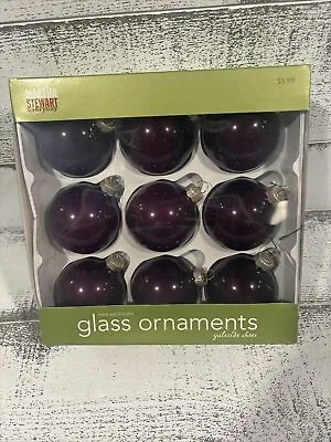 Martha Stewart Everyday Nine Solid Purple Glass Ornaments Yuletide Cheer 2007 • $14.99