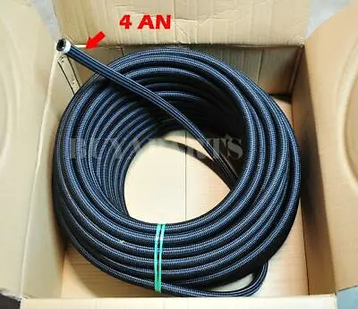 4ft / 4 Feet 4 AN -4AN AN4 Black Nylon Braided Fuel /Oil/ Gas Line Hose 1000 PSI • $14.94