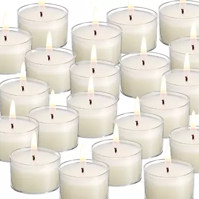 100 Pack Unscented Ivory Clear Cup Tea Light Candles For Dinner Wedding Party • $31.99