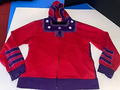 Marvel Comics X-Men Magneto  Hoodie Zip Up Sweatshirt Costume Red Purple Mens L • $46