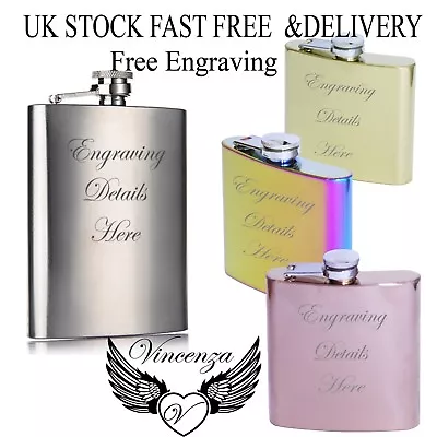 £8.99 • Buy Personalised Engraved Hip Flask 1-10oz Usher Groom  Wedding Christmas Gift