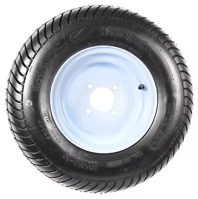 Trailer Tire On Rim 20.5 X 8 X 10 205/65-10 20.5X8.0-10 4 Lug Wheel White • $109.97
