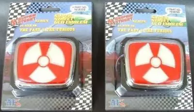 Set Of 2 Vintage Super Street By APC Glow Emblems Badges Red W/ Nuclear Symbol • $18.99