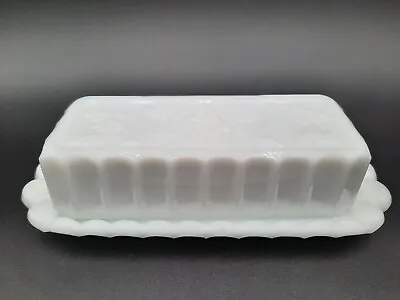 Vintage Westmoreland White Milk Glass Covered Butter Dish Grape Leaf Pattern • $15.99