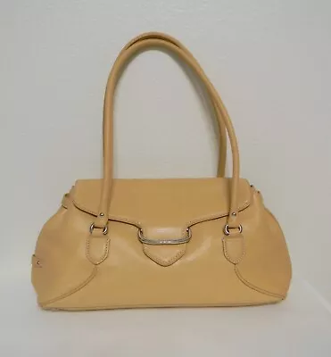 COLE HAAN AVALON Women's Tan Genuine Leather Satchel Shoulder  Flap Bag • $23.99