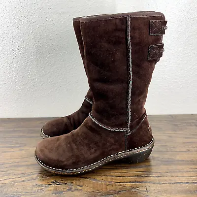 UGG Womens Boots Size 5 Haywell Brown Suede Shearling Lined Slip On Fur Boot • $34.88