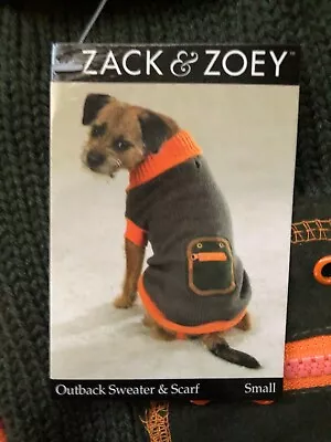 NWT Warm Dog Coat / Sweater & Scarf  Zack & Zoey Olive Green & Orange SMALL • $12