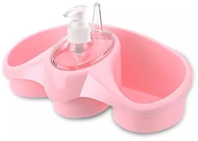 Plastic Washing Up Liquid Soap Dispenser And Sponge Holder Kitchen Bathroom • £6.49