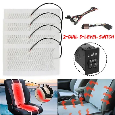 Universal 5 Level 12V Round Switch Carbon Fiber Car Heated Heater Seat Pads 4Pcs • $49.99