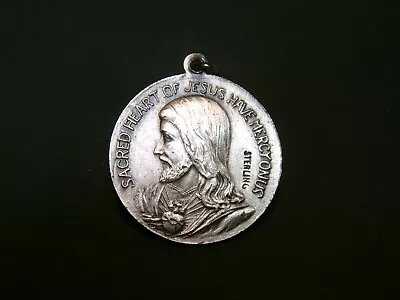 Vintage  1950's/1960's  Sterling Silver  Sacred Heart Of Jesus Medal • $19.99