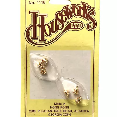 Dollhouse Miniature 1:12 Houseworks 1116 Gold Plated Brass Round Door Knobs 6 Pk • $7.99