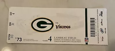 PACKERS FULL 2010 TICKET STUB Vs VIKINGS/SUPER BOWL XLV SEASON WIN/RODGERS~FAVRE • $25