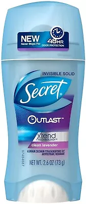 Secret Outlast Xtend Clean Lavender Invisible Solid Deodorant 2.6 Oz 1120 2 CT • $42.07