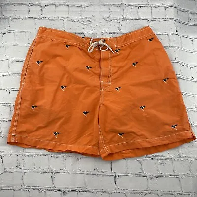 Polo Ralph Lauren Swim Trunks Mens XL Orange Sailboats Drawstring Mesh Lined • $14.99