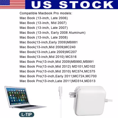 MacBook Pro 60W L-Tip Charger Power Adapter For Mac Pro A1278 13/15 Inch W/ Cord • $13.95