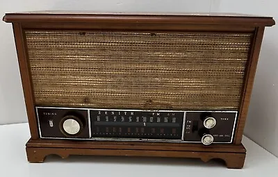 Vintage Zenith Long Distance AM/FM TUBE Radio Wooden Cabinet S-58040 K731 WORKS • $69.99