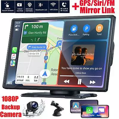 9 Portable Wireless Apple CarPlay Car Stereo FM Radio Touch Screen Head Unit GPS • $149.99