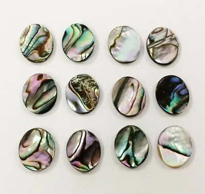 12 VINTAGE GENUINE ABALONE MOTHER PEARL PAUA SHELL 12x10mm. OVAL CABOCHONS 1247 • $5.99