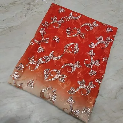 Vintage Indian Wedding Dupatta Sequins Scarf Beaded Georgette Veil Stole Hijab L • $13.49