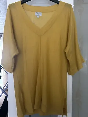 Monsoon Tunic Top Size Small Mustard Colour Linen  • £3