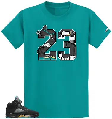 Shirt To Match Air Jordan Retro 5 Aqua SNELOS 23 Air Sneaker Tees • $32.01