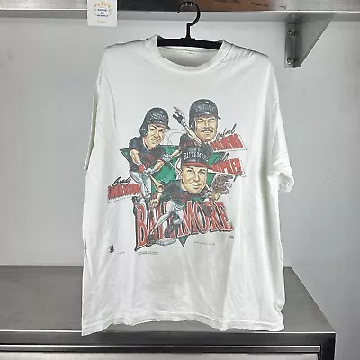Vintage 1997 Baltimore Orioles MLB Caricature XL White Single Stitch T-shirt • $65