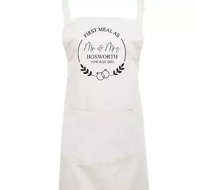 Wedding Apron - Mr And Mrs - First Meal As - Bride And Groom -  Bridal Bib • £6.85