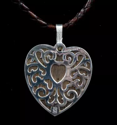 NWT Studio Artisan Mackech Mexico Sterling Silver Heart Leather Cord Necklace • $129