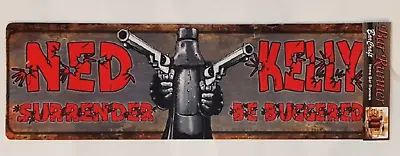 Ned Kelly Guns Blazing Rubber Backed Bar Runner 70cm X 22cm Man Cave Pool Room • $32.95