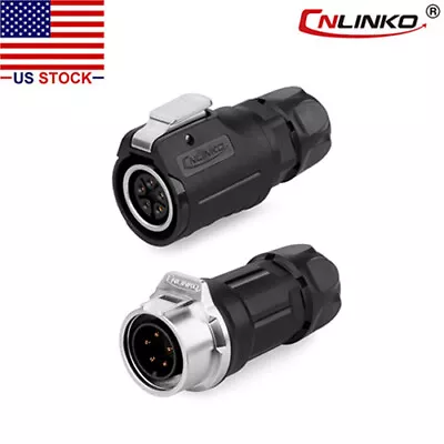CNLINKO 5 Pin M16 Size Power Connector Cable To Cable Outdoor Waterproof IP67 • $26.99