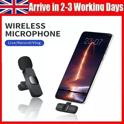 Mini Wireless Lavalier Microphone For IPhone IPad Type C Android Recording • £11.85