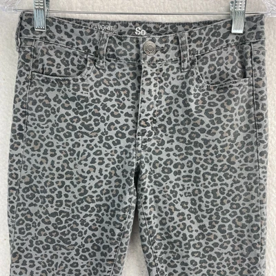 £0.82 • Buy So Womens Juniors Size 7 Jegging Low Rise Gray Leopard Print Jeans