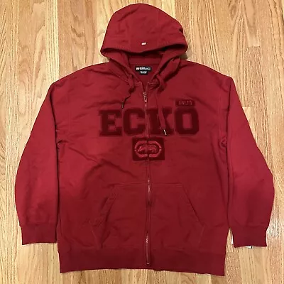 Vintage Ecko Unltd Hoodie Zip Up Jacket Stitching Embroidered XXL Y2K • $55