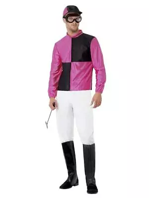 Mens Jockey Suit Hat & Boot Covers Horse Racing Fancy Dress Party Costume • £28.99