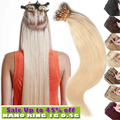 Russian 150G NANO RING Beads Tip Remy Human Hair Extensions Micro Loop THICK Icy • $39.88