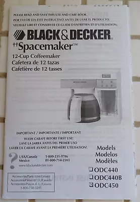 Black & Decker Spacemaker Coffee Maker ODC450 ODC 400 Manual S3C • $9.99